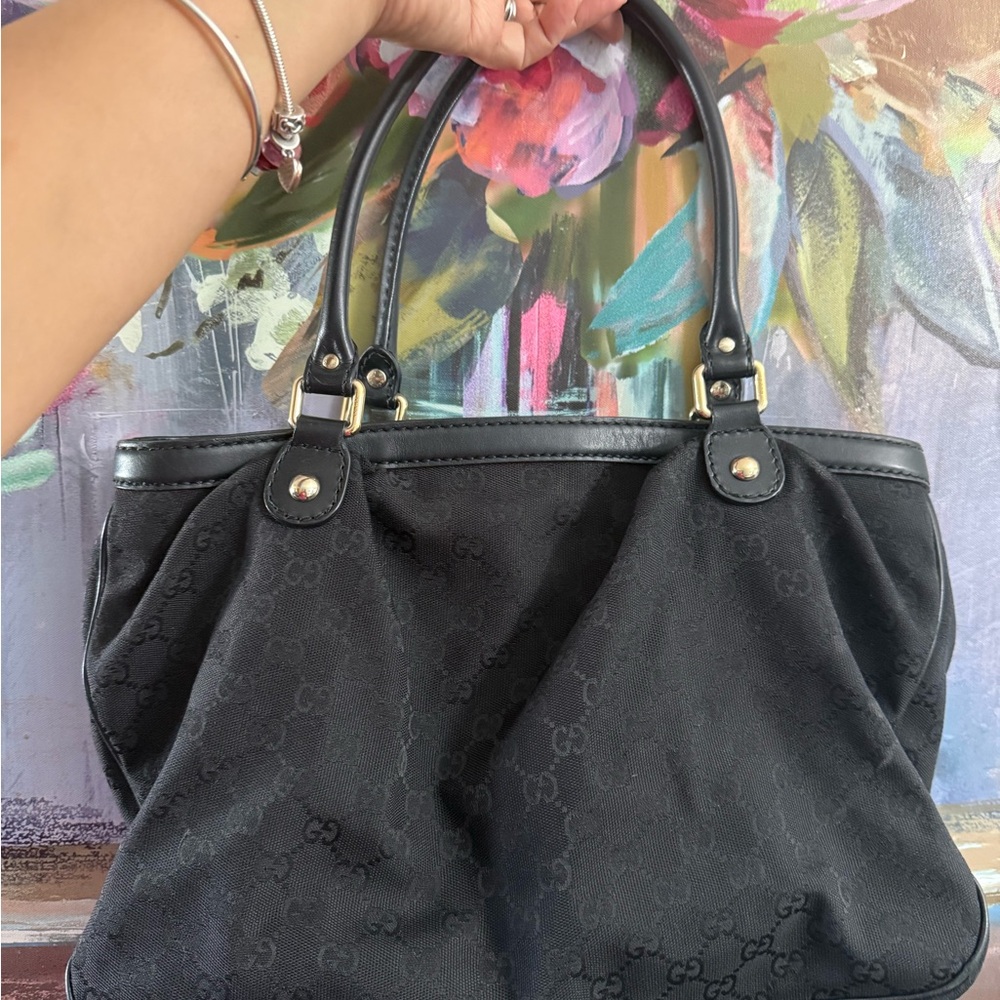 Gucci Black Monogram Shoulder Bag